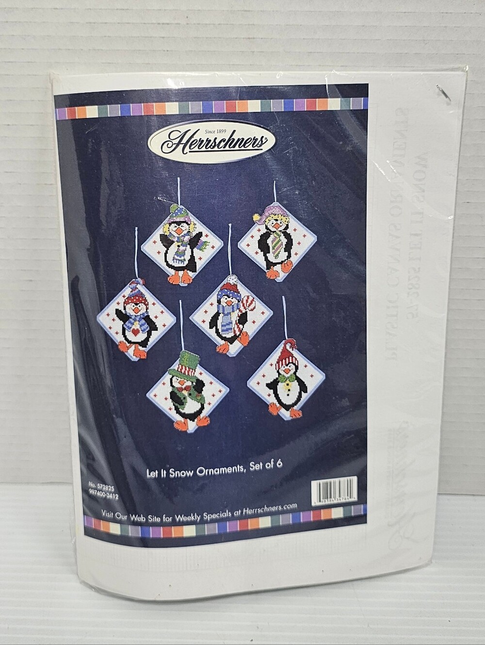 Herrschners Crosstitch Christmas Let It Snow Penguin Ornaments Set Of 6 NIP